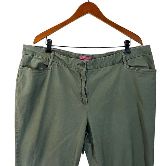 Woman Within Sage Green Pants Plus Size 22W Stretch Cotton Solid Pattern Pockets - Picture 3 of 9